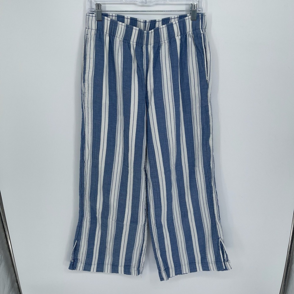 Old Navy Women's Blue Striped High-Rise Relaxed Fit Wide Leg Lounge Pants Size M